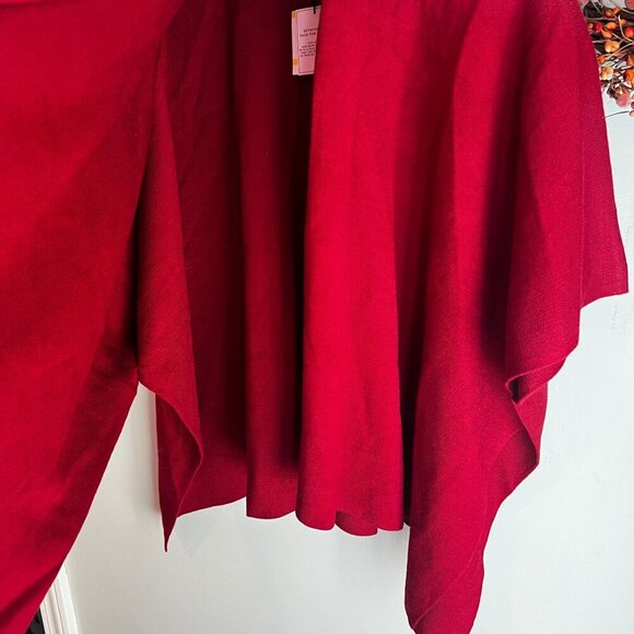 Anne Klein Women's Faux Fur Collar Ponco Sz MEDIUM in Titian Red/Anne Black - Picture 6 of 12